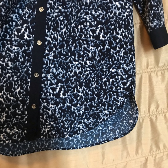 Michael Kors Shirt Dress (Sz. 6) Blue Leopard Print - Picture 2 of 6
